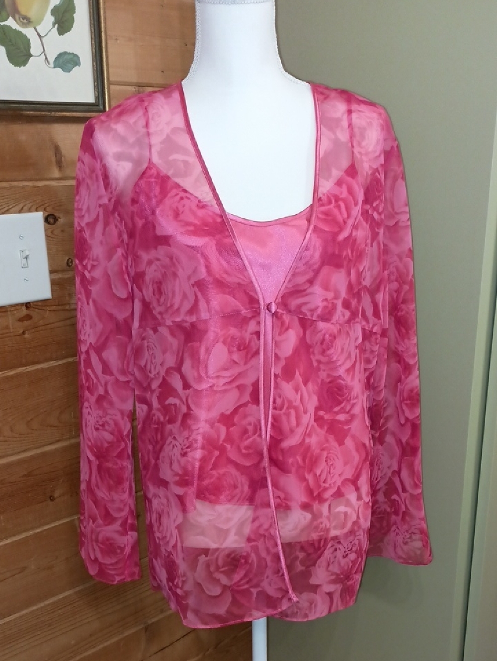 Lord & Taylor Sheer Top With Camisole - M